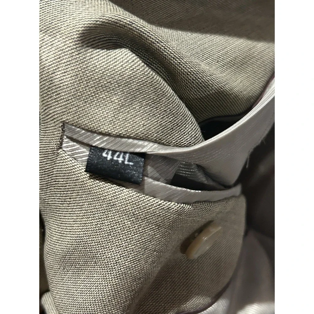 Nick Hilton Mens 44L Super 150s Wool Suit Jacket Blazer Light Olive Green Tan